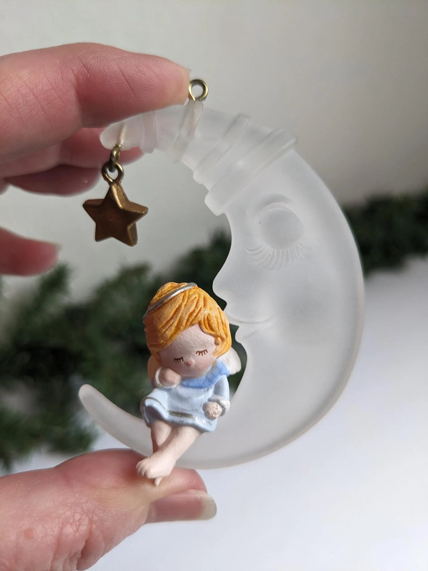 Vintage Heavenly Nap Moon Christmas Hallmark Ornament