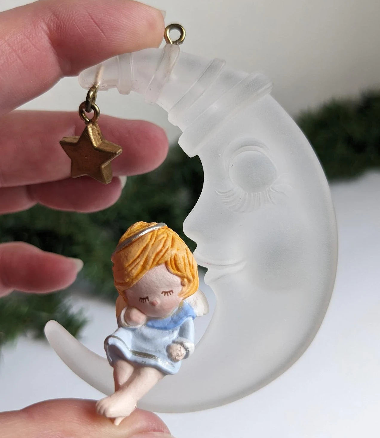 Vintage Heavenly Nap Moon Christmas Hallmark Ornament