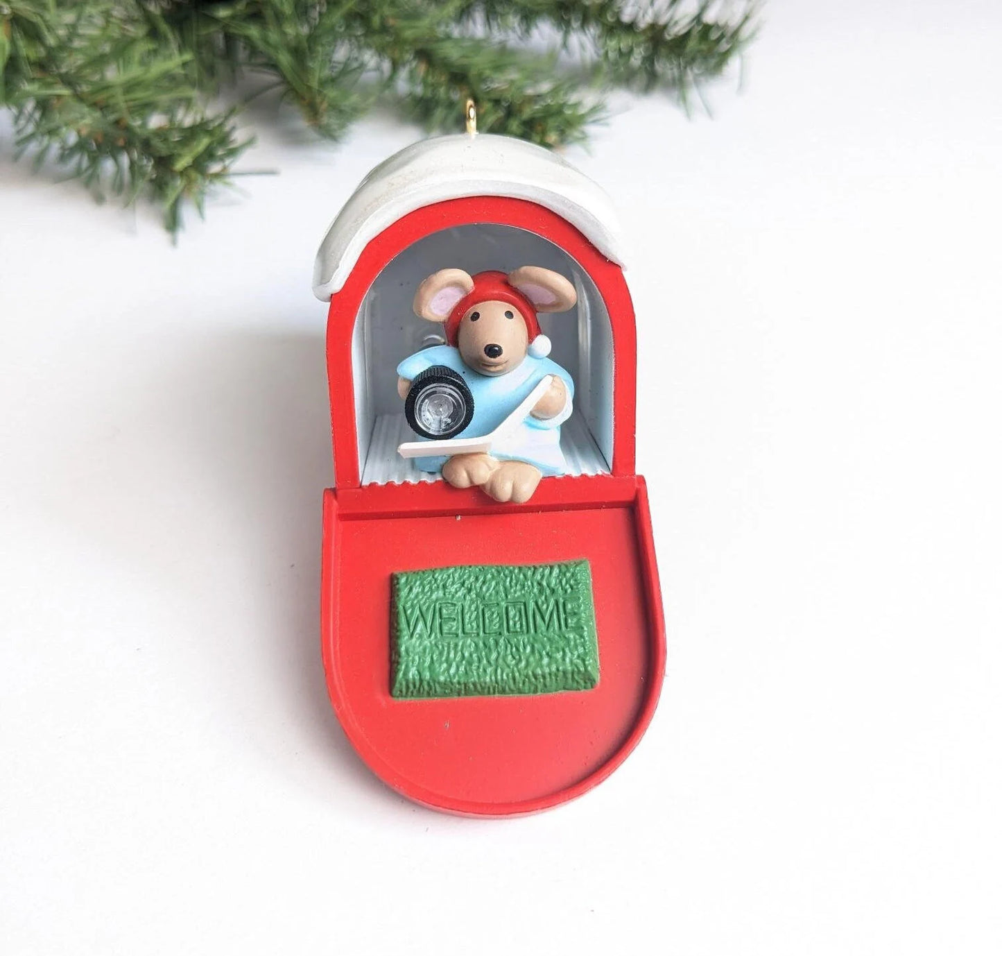 Vintage Chris Mouse Christmas Hallmark Lighted Ornament