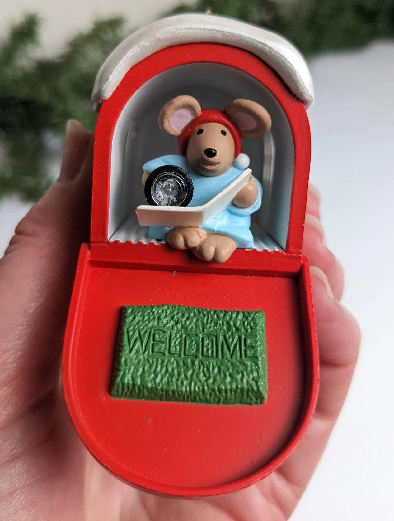 Vintage Chris Mouse Christmas Hallmark Lighted Ornament