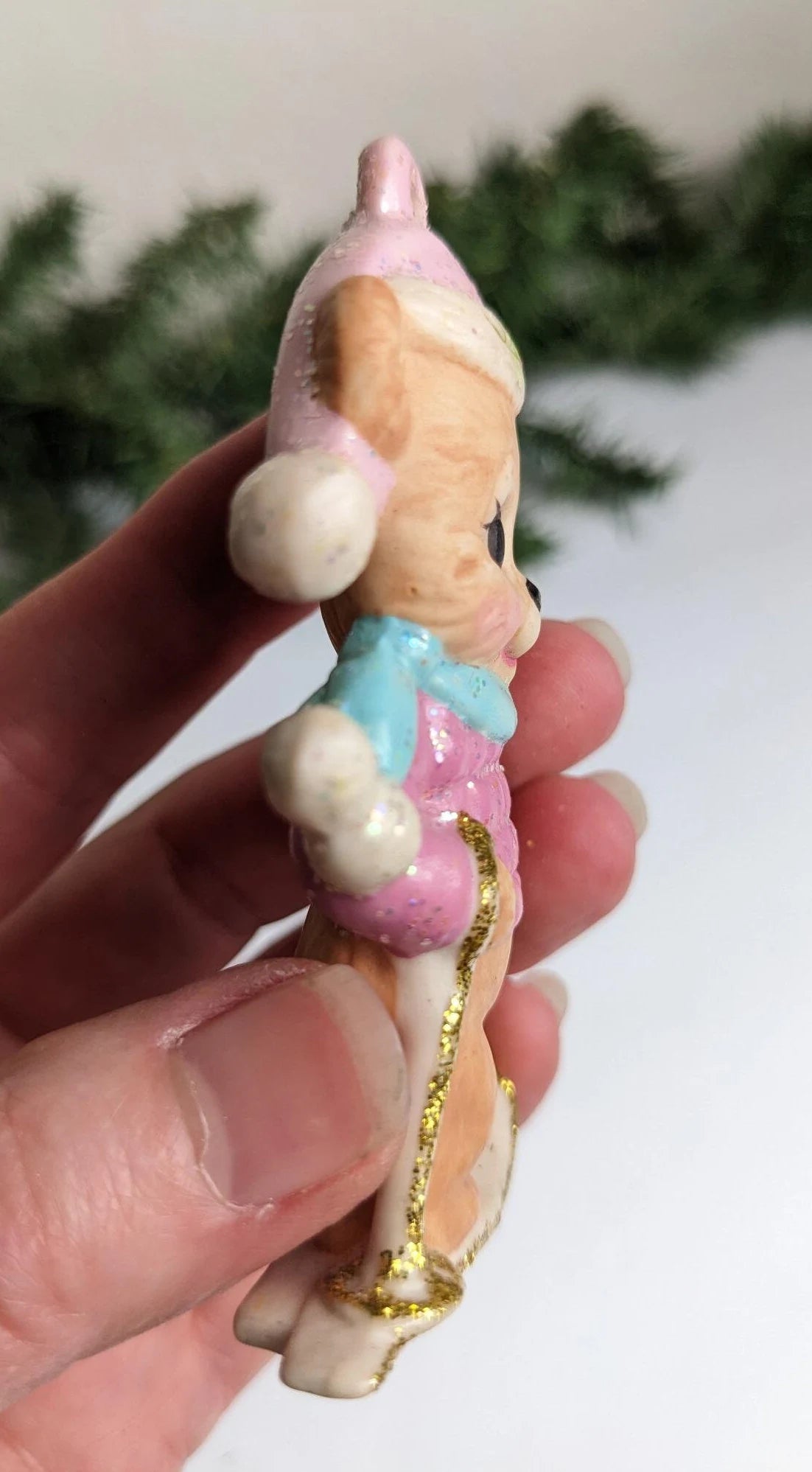 Ceramic Skiing Bear Christmas Ornament