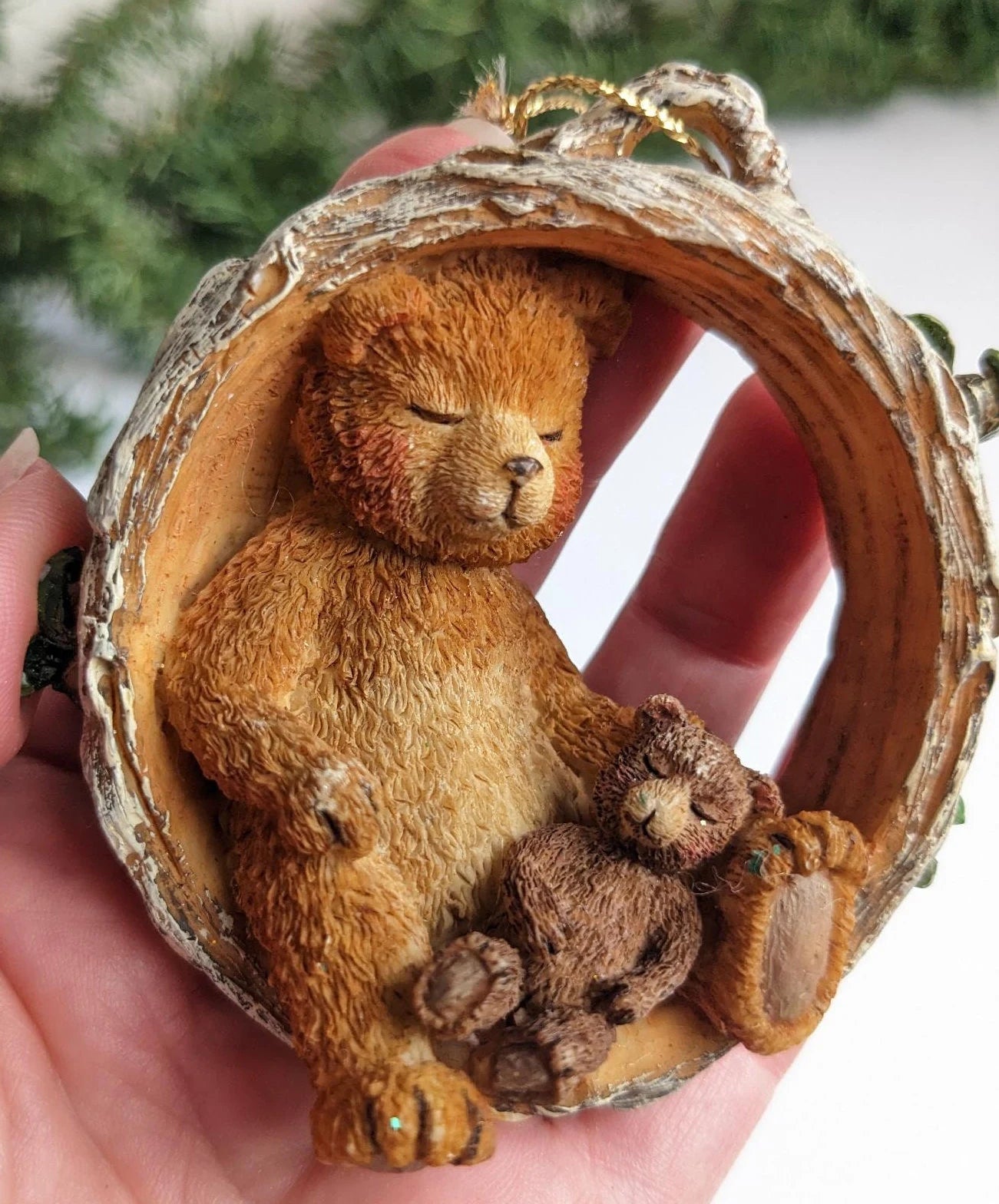 Sleeping Bear Mama & Cubs Vintage Christmas Ornament