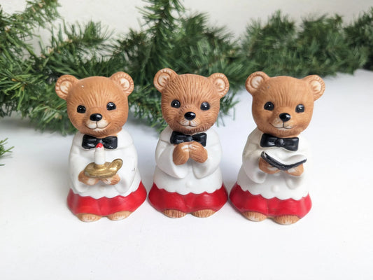 Vintage Homco Choir Bears Christmas Figurines