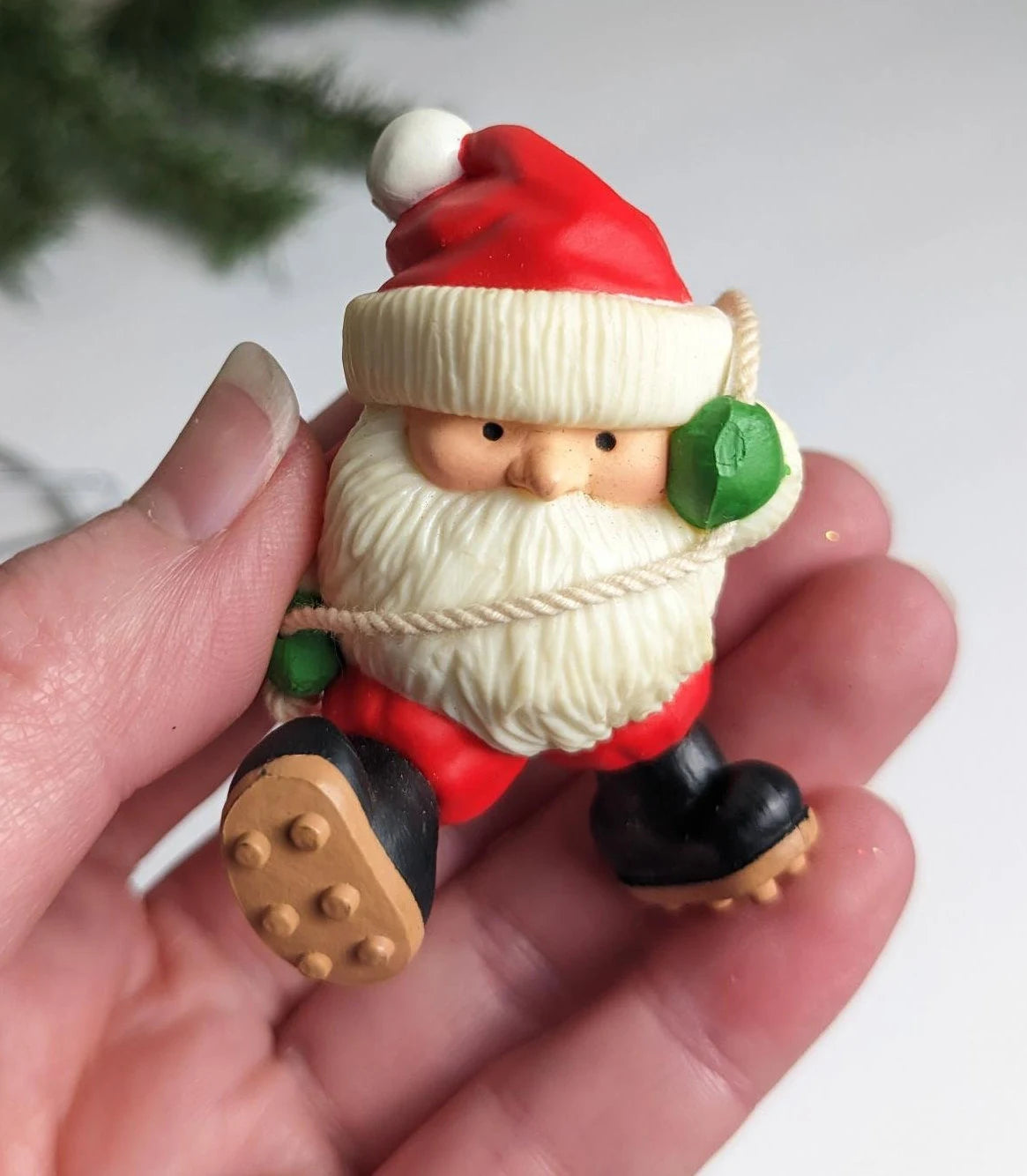 Vintage Santa Mountain Climber Christmas Ornament