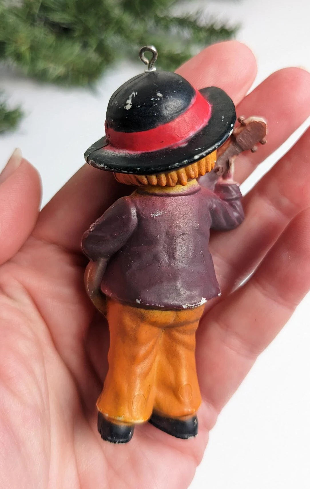 Vintage German Boy Playing Banjo Christmas Ornament