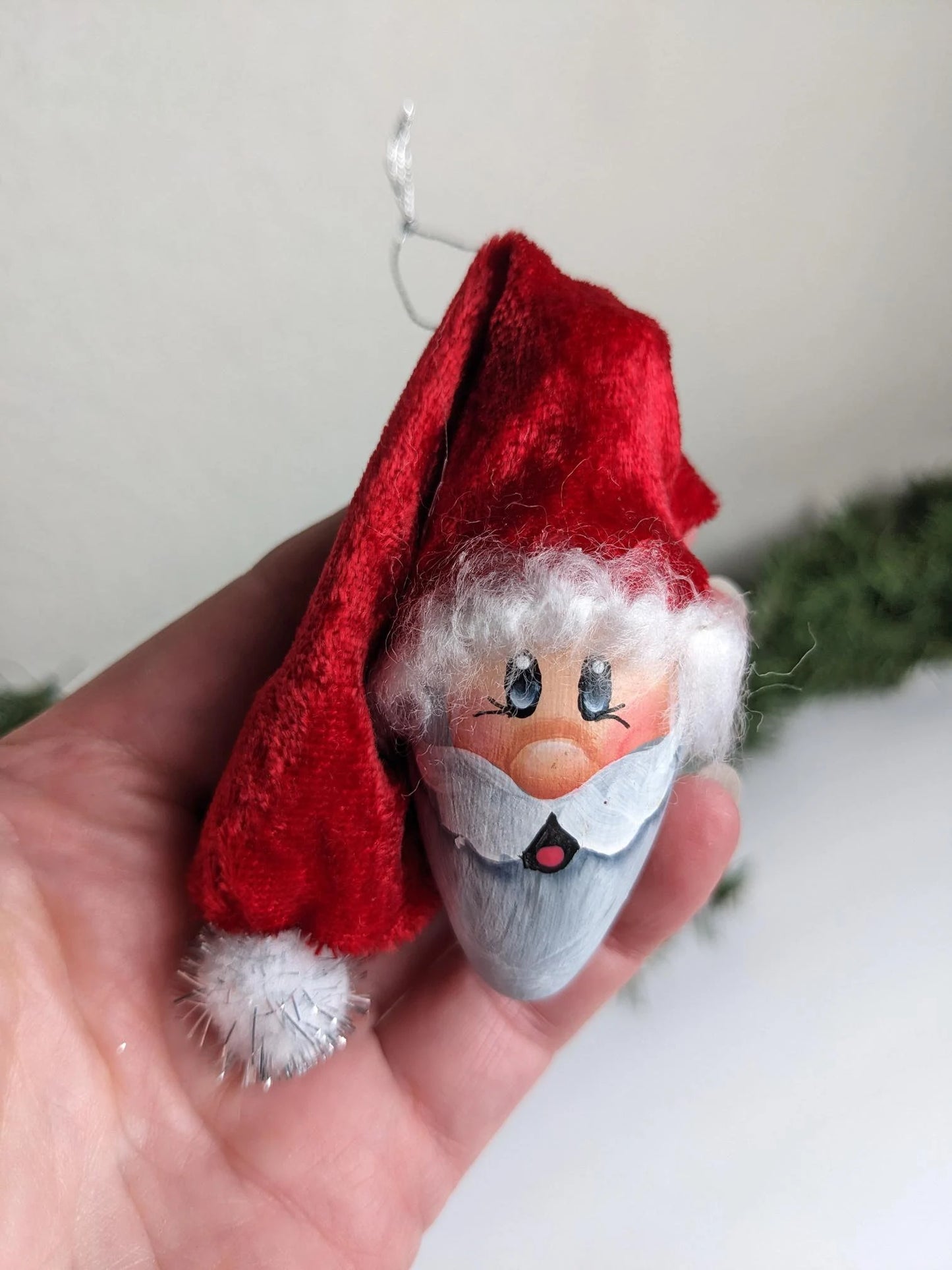 Vintage Hand Painted Santa Claus Ornament