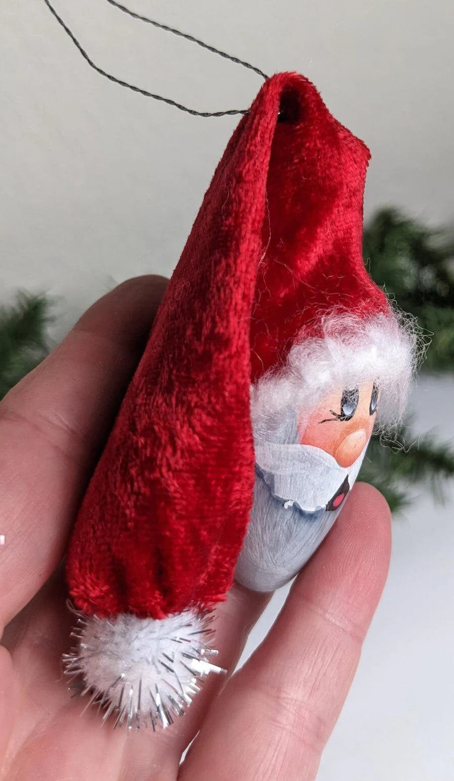 Vintage Hand Painted Santa Claus Ornament