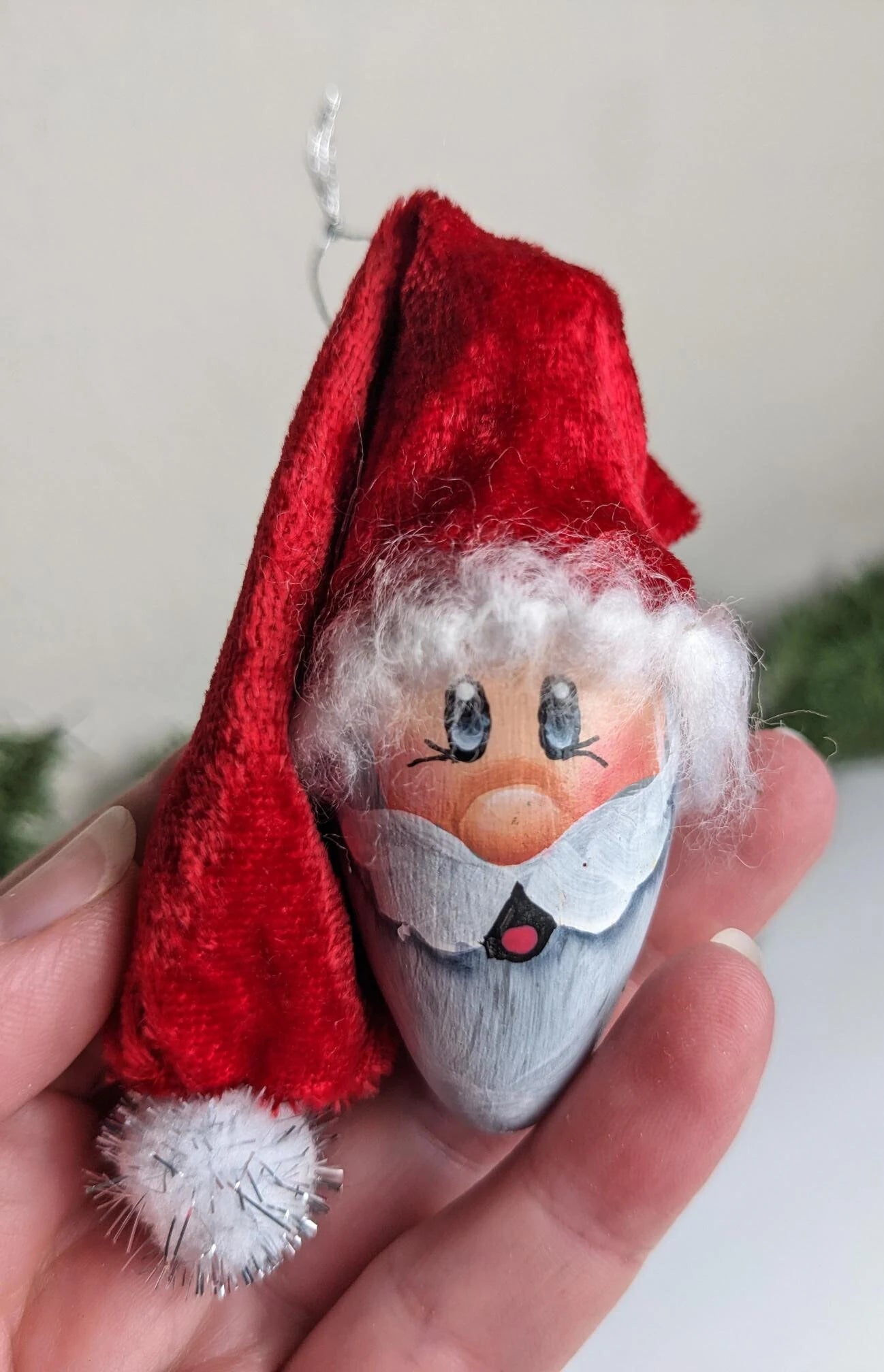 Vintage Hand Painted Santa Claus Ornament