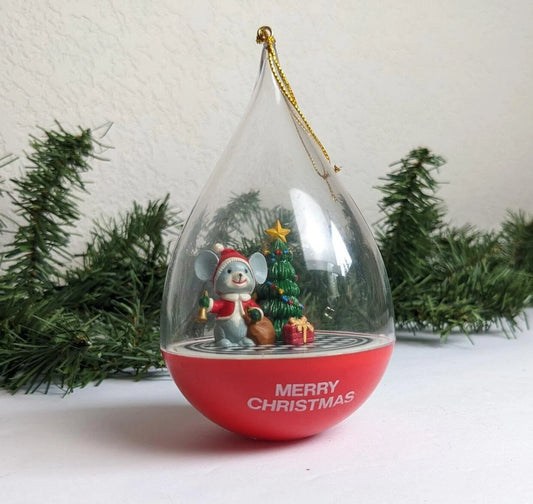 Vintage Merry Christmas Santa Mouse Ornament