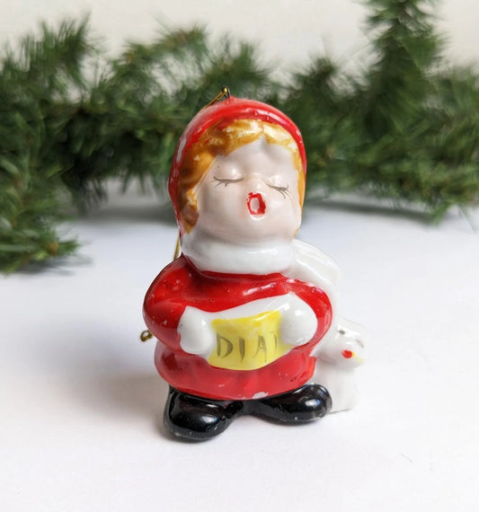 Singing Caroler with Cat Christmas Ornament