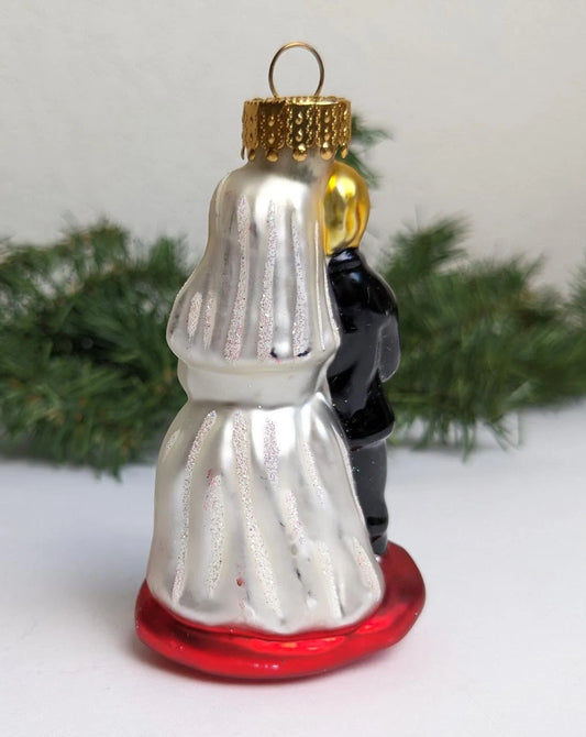 Vintage Blown Glass Wedding Couple Ornament