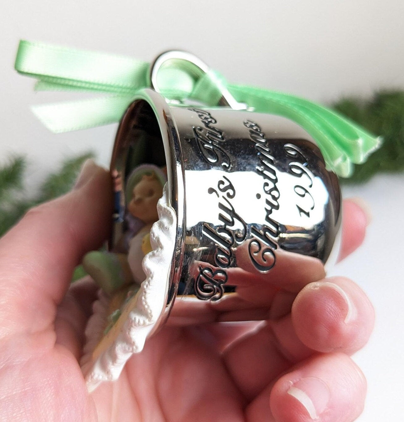 Vintage Baby's First Christmas Silver Christmas Ornament