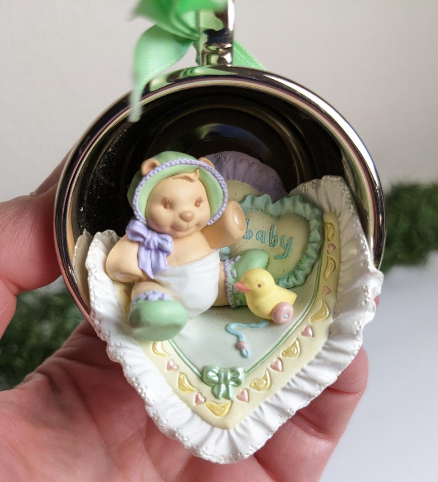 Vintage Baby's First Christmas Silver Christmas Ornament