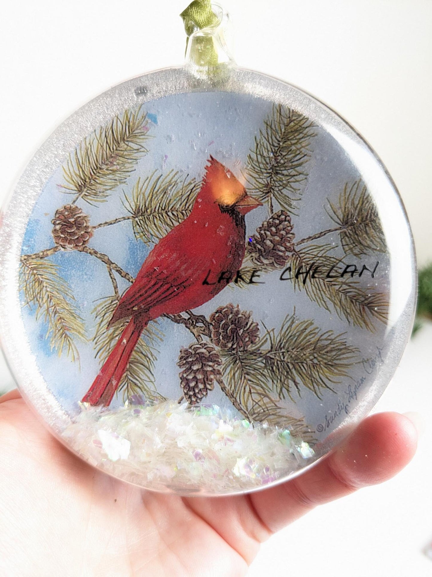 Lake Chelan Cardinal Christmas Ornament