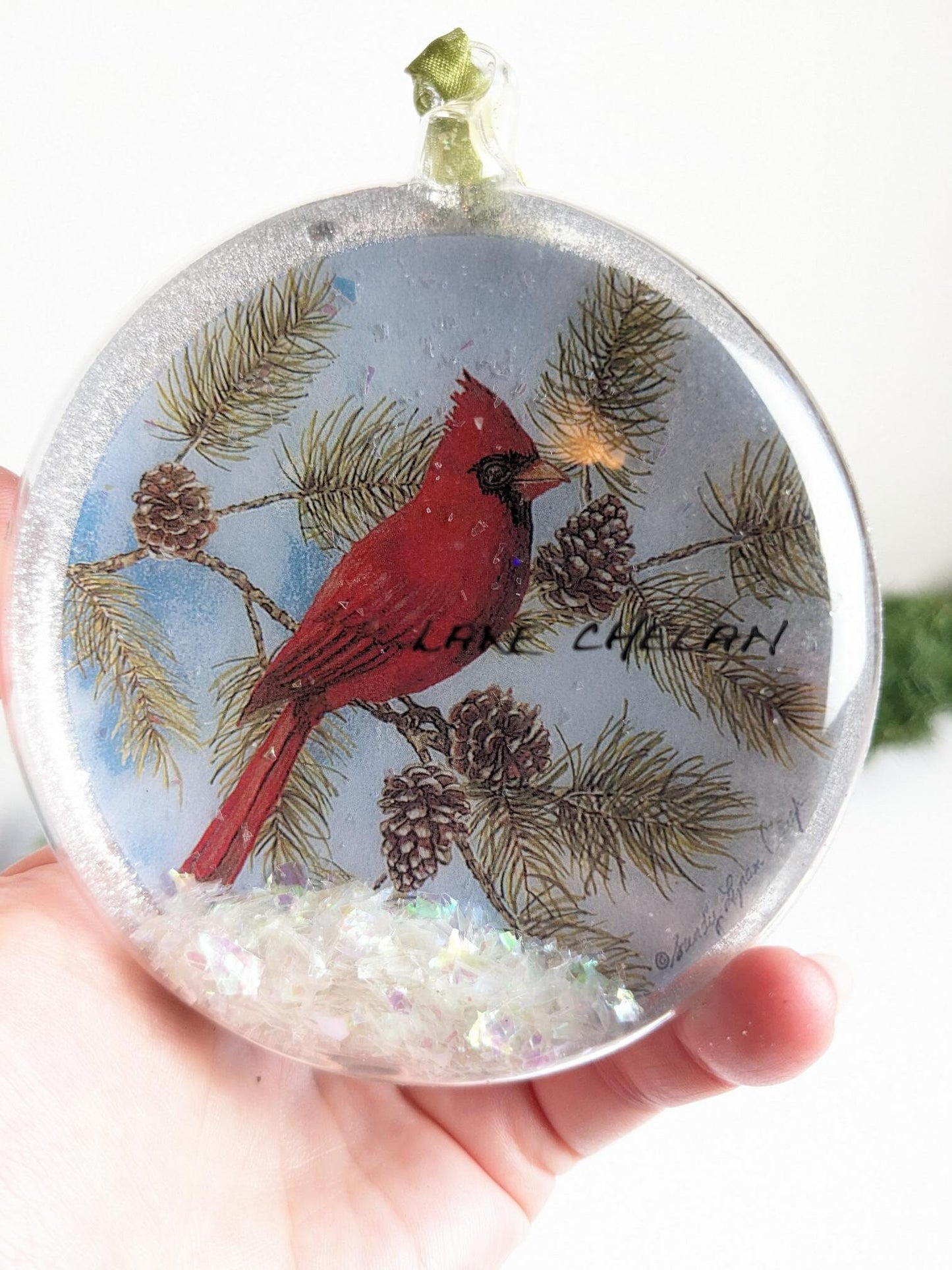 Lake Chelan Cardinal Christmas Ornament