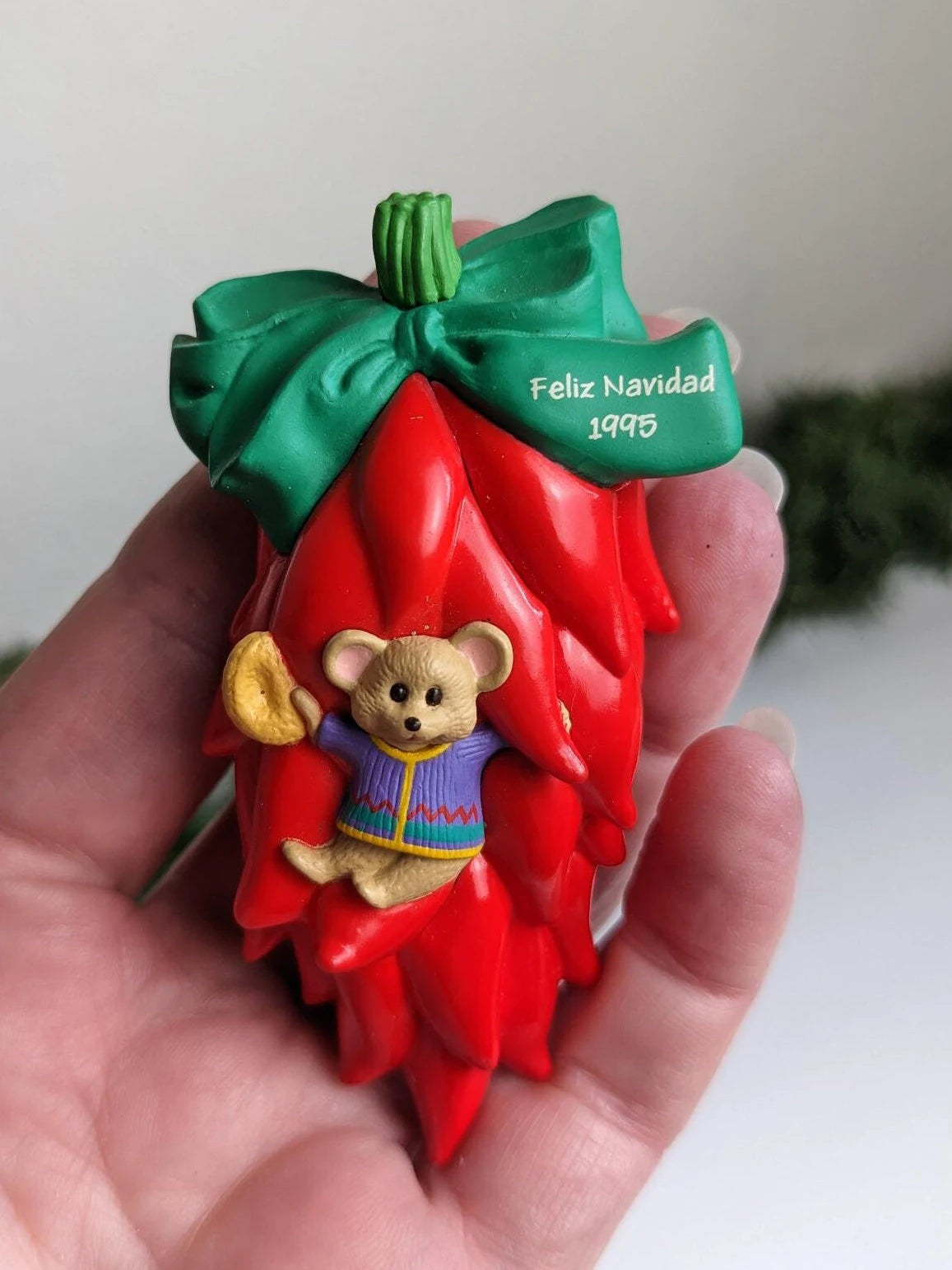 Vintage Feliz Navidad Christmas Chili Pepper Ornament