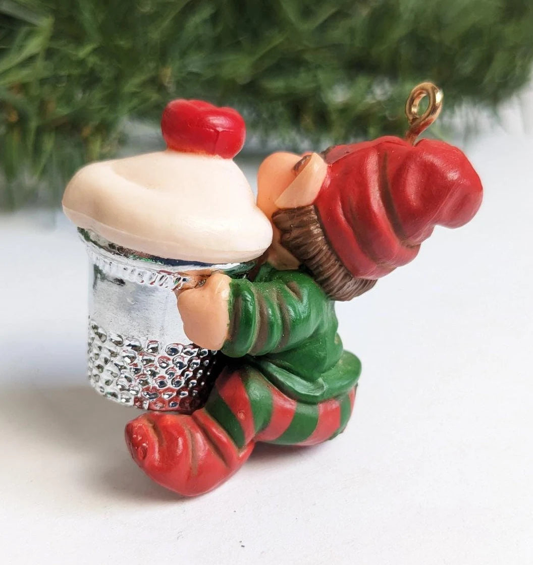 Vintage Hallmark Thimble Elf Christmas Ornament