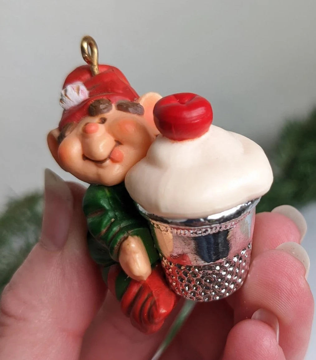 Vintage Hallmark Thimble Elf Christmas Ornament