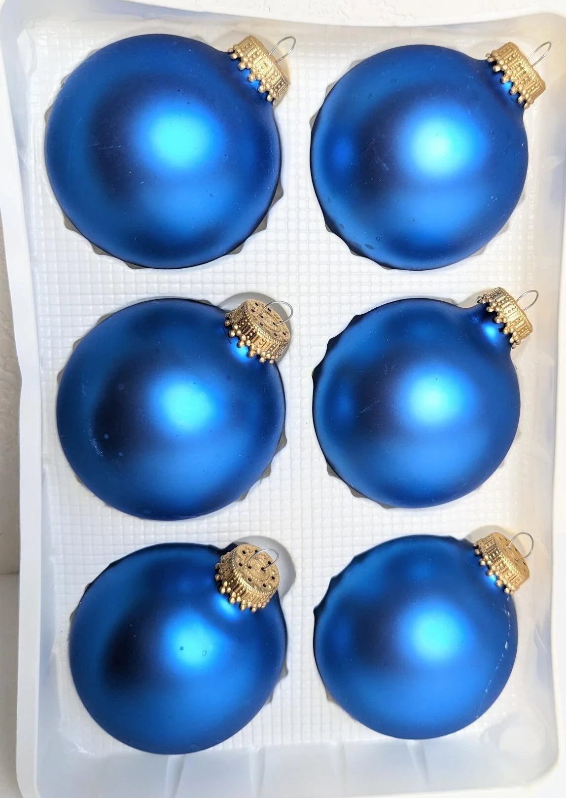 Vintage Matte Blue Krebs Christmas Ornaments