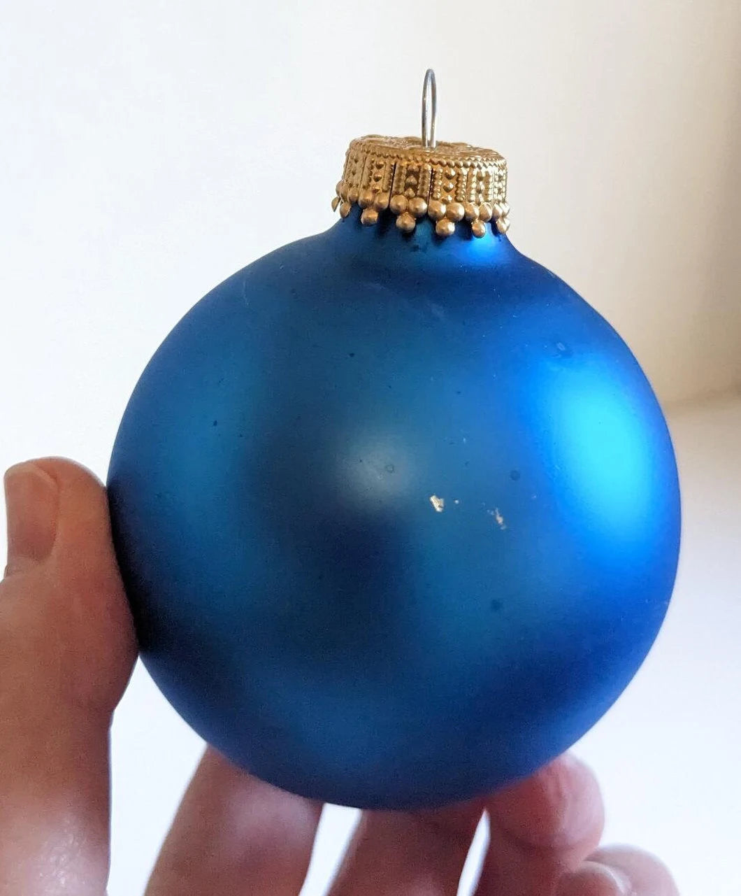 Vintage Matte Blue Krebs Christmas Ornaments