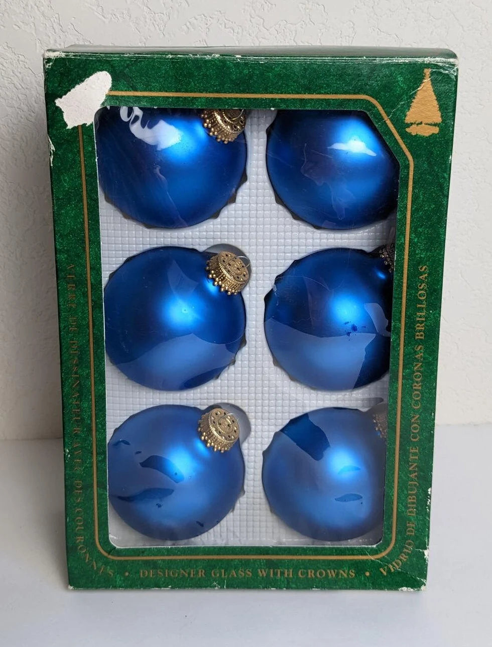 Vintage Matte Blue Krebs Christmas Ornaments