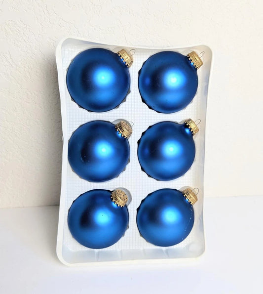 Vintage Matte Blue Krebs Christmas Ornaments