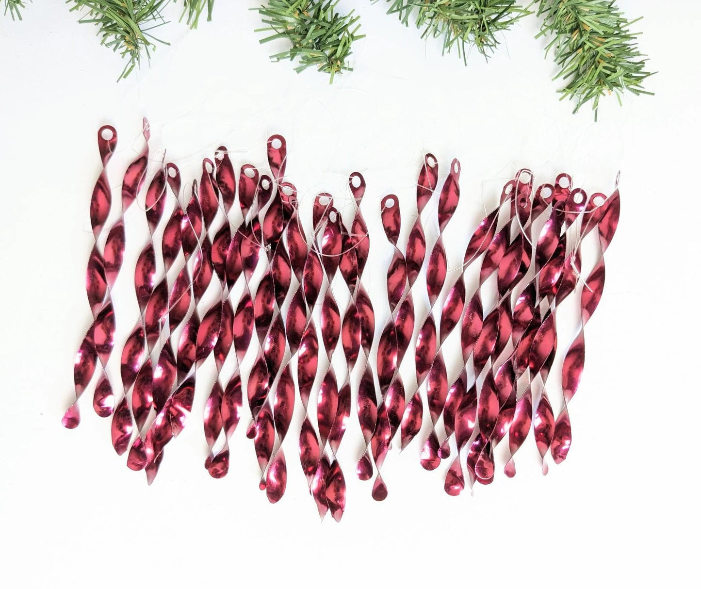 Vintage Purple Spiral Tin Ornaments