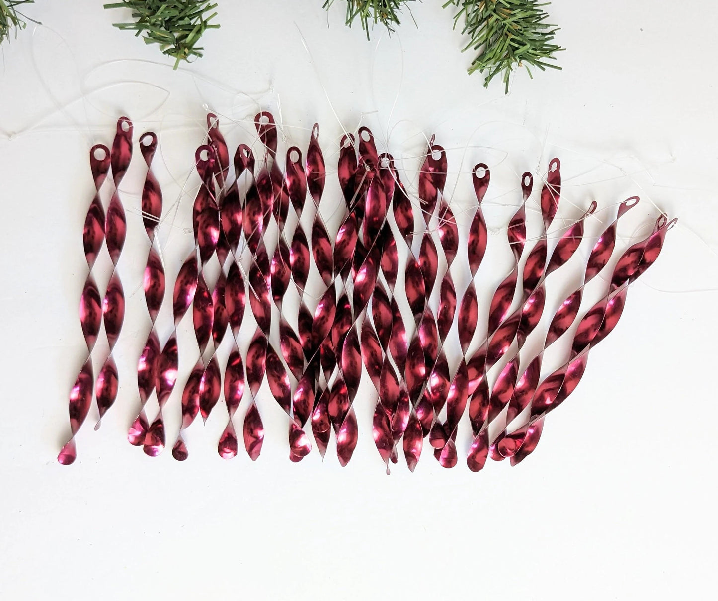 Vintage Purple Spiral Tin Ornaments