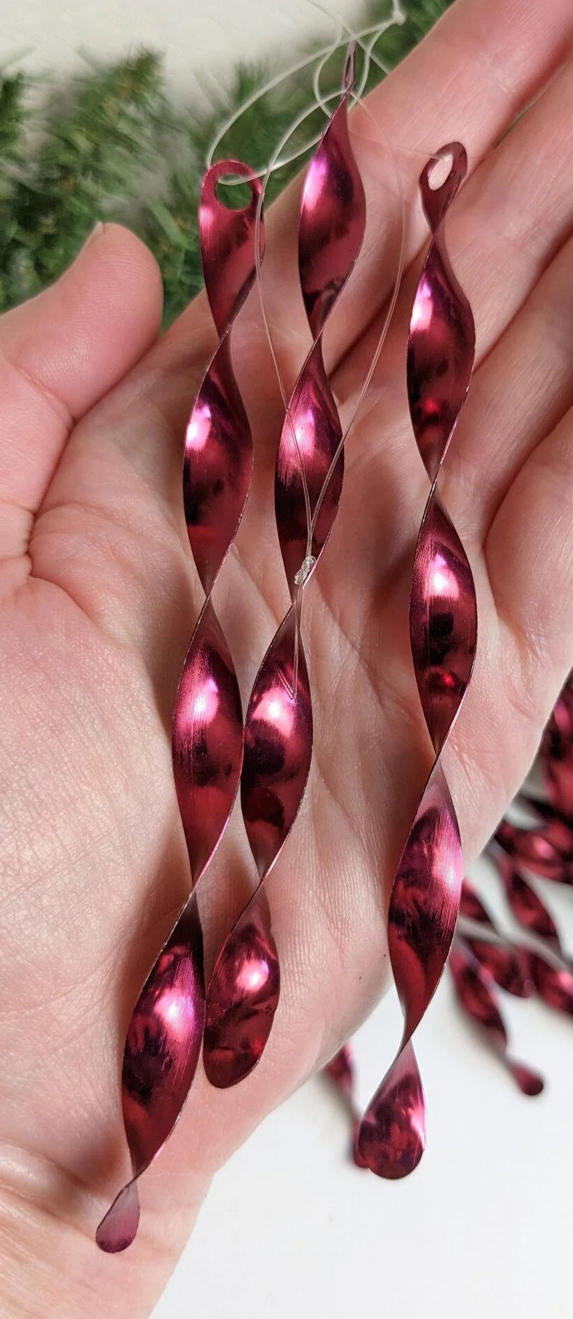 Vintage Purple Spiral Tin Ornaments