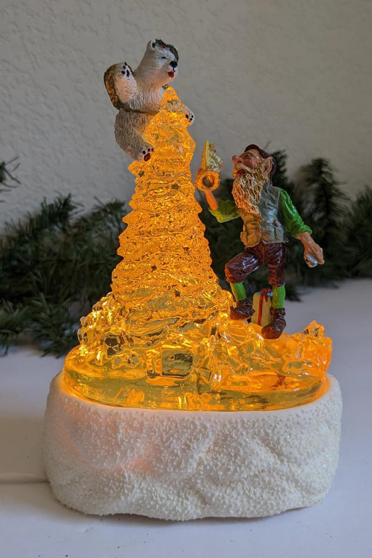 Santas Crystal Village Polar Bear Angel Light Up Christmas Figurine