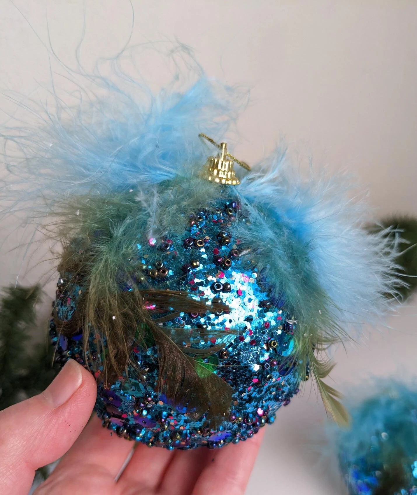 Vintage Peacock Blue Ornaments