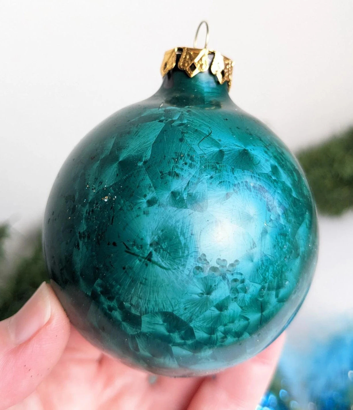Vintage Peacock Blue Ornaments