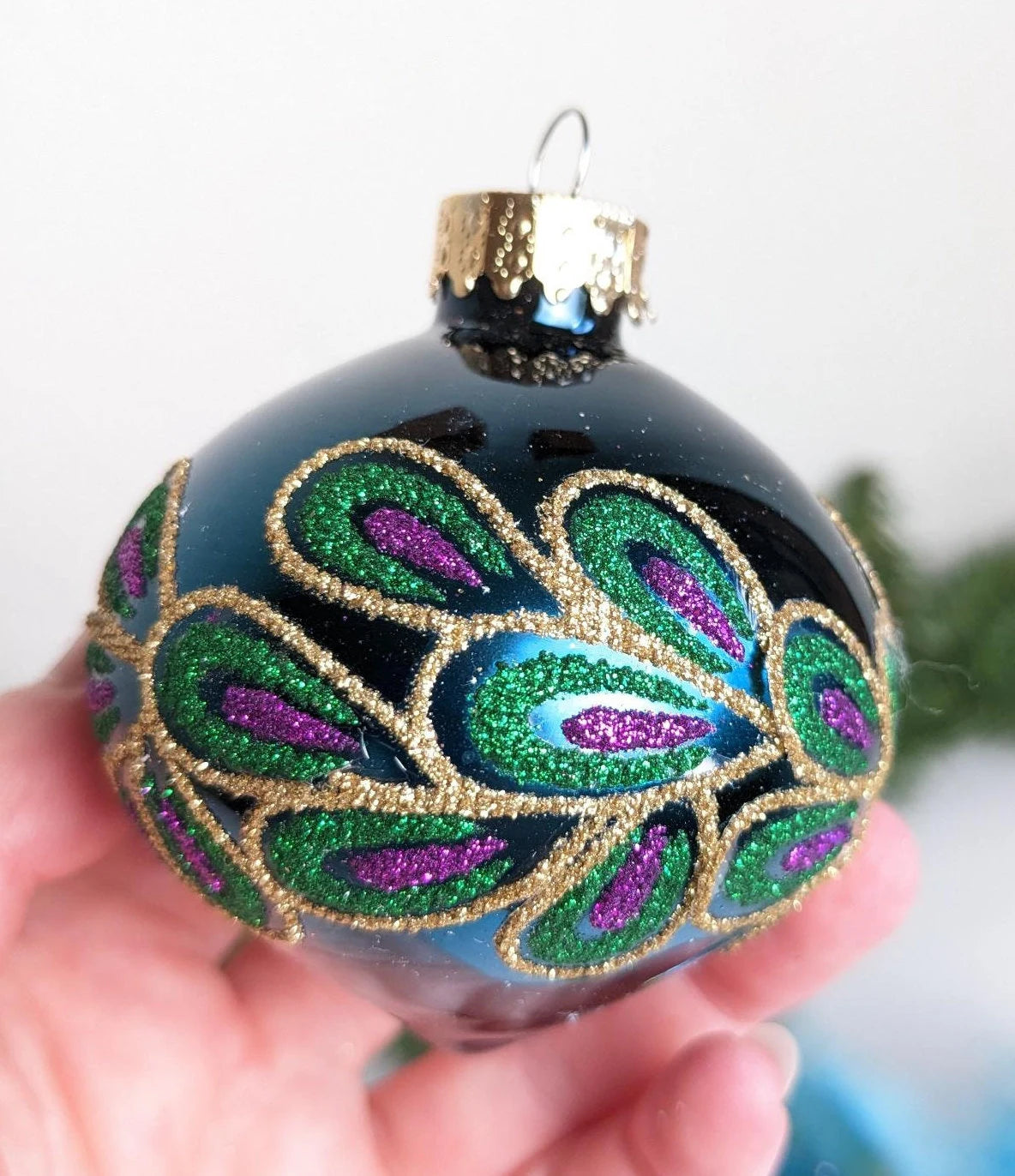 Vintage Peacock Blue Ornaments