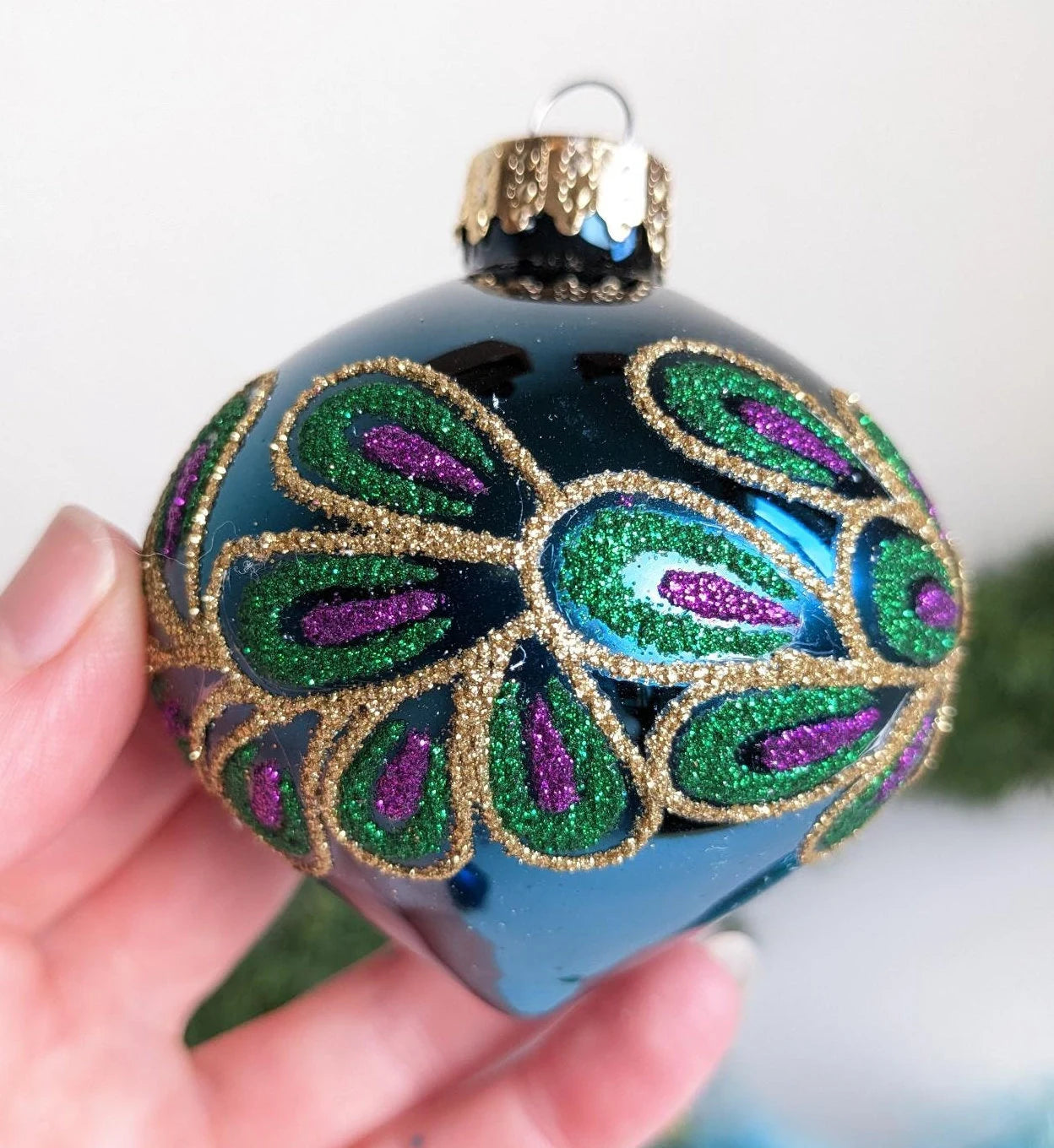 Vintage Peacock Blue Ornaments