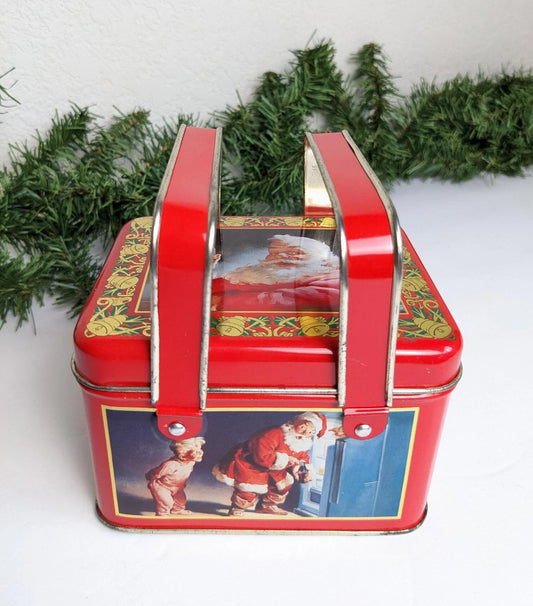Santa Coca Cola Handled Christmas Tin