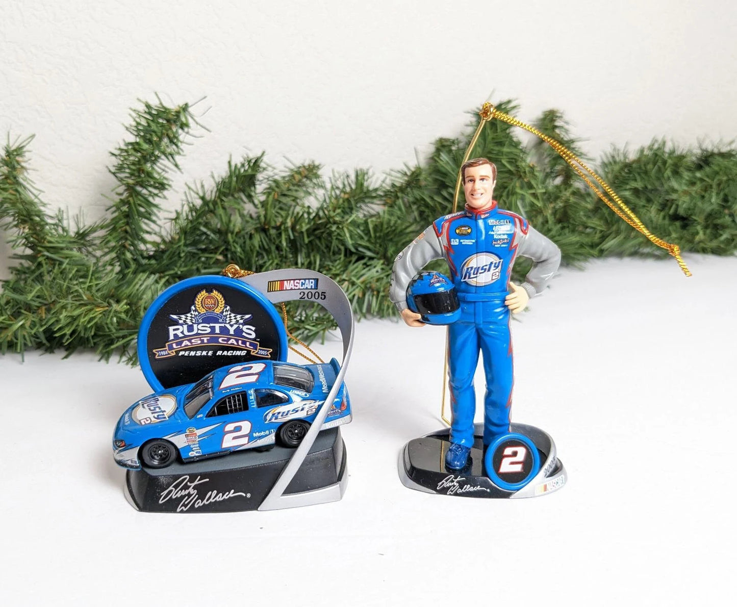 Nascar Rusty Wallace Christmas Ornament Set