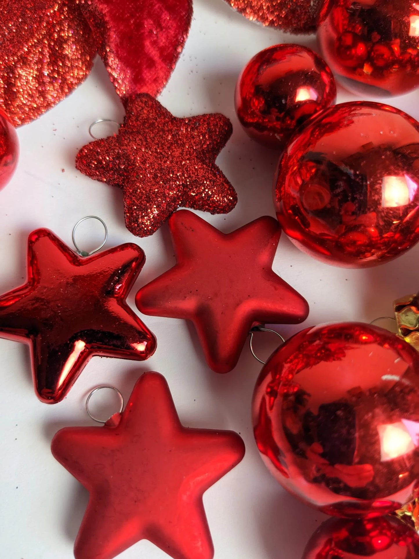 Red Mini Christmas Ornaments and Red Poinsettia Clip