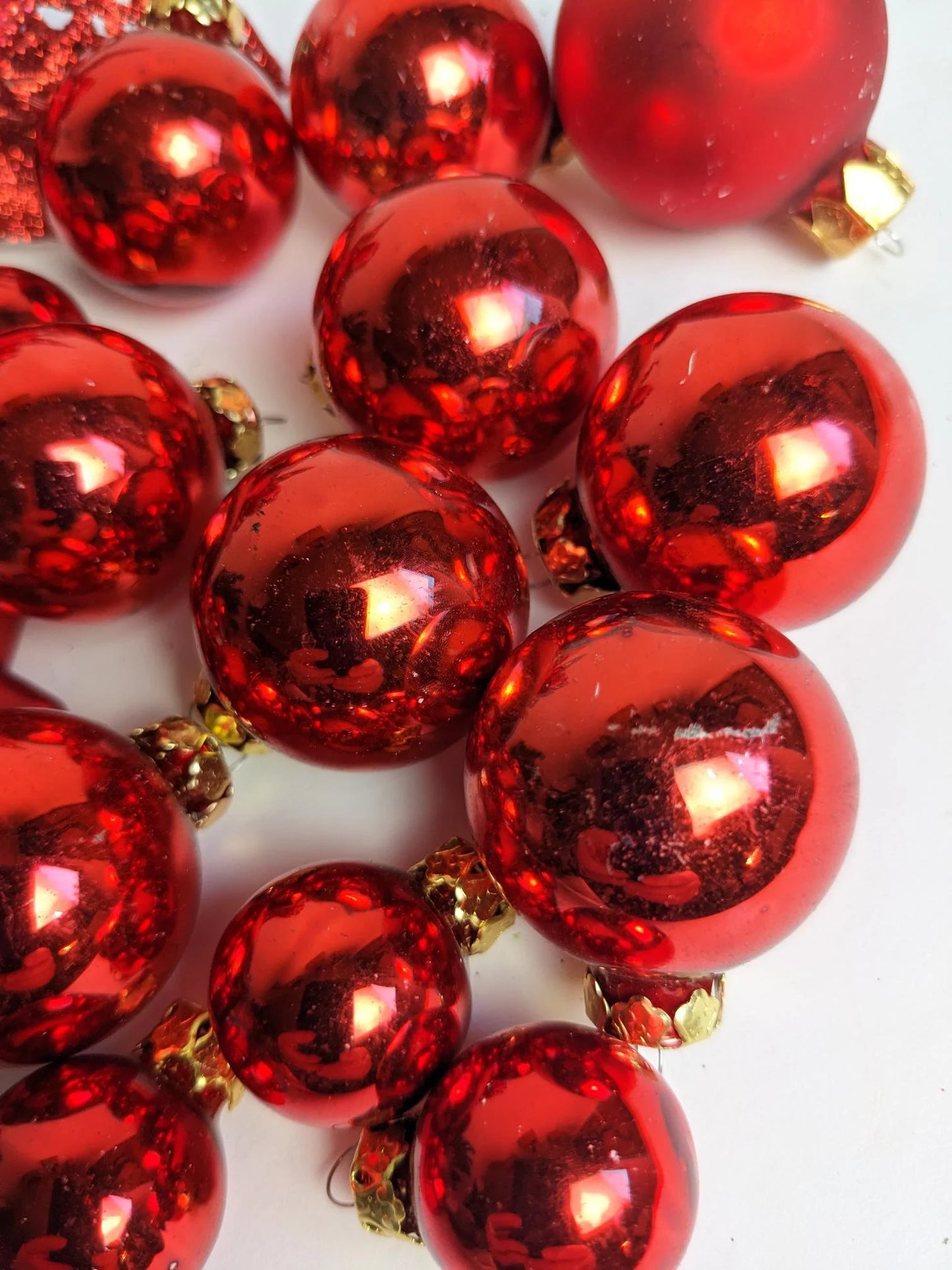 Red Mini Christmas Ornaments and Red Poinsettia Clip