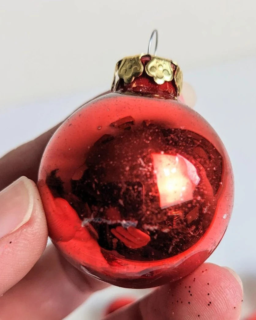 Red Mini Christmas Ornaments and Red Poinsettia Clip