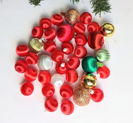 Vintage Mini Satin Ball Christmas Ornaments