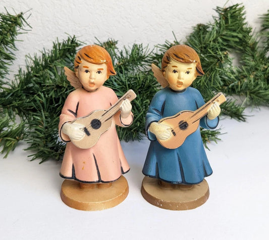 Vintage Angel Playing Guitar Christmas Ornaments