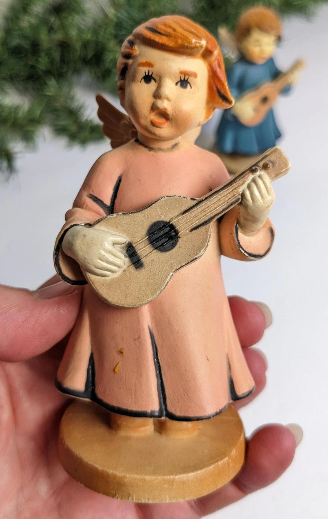 Vintage Angel Playing Guitar Christmas Ornaments