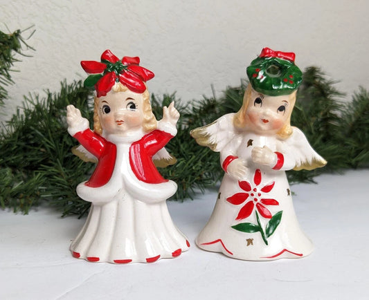 Vintage Christmas Bell Angel Figurines