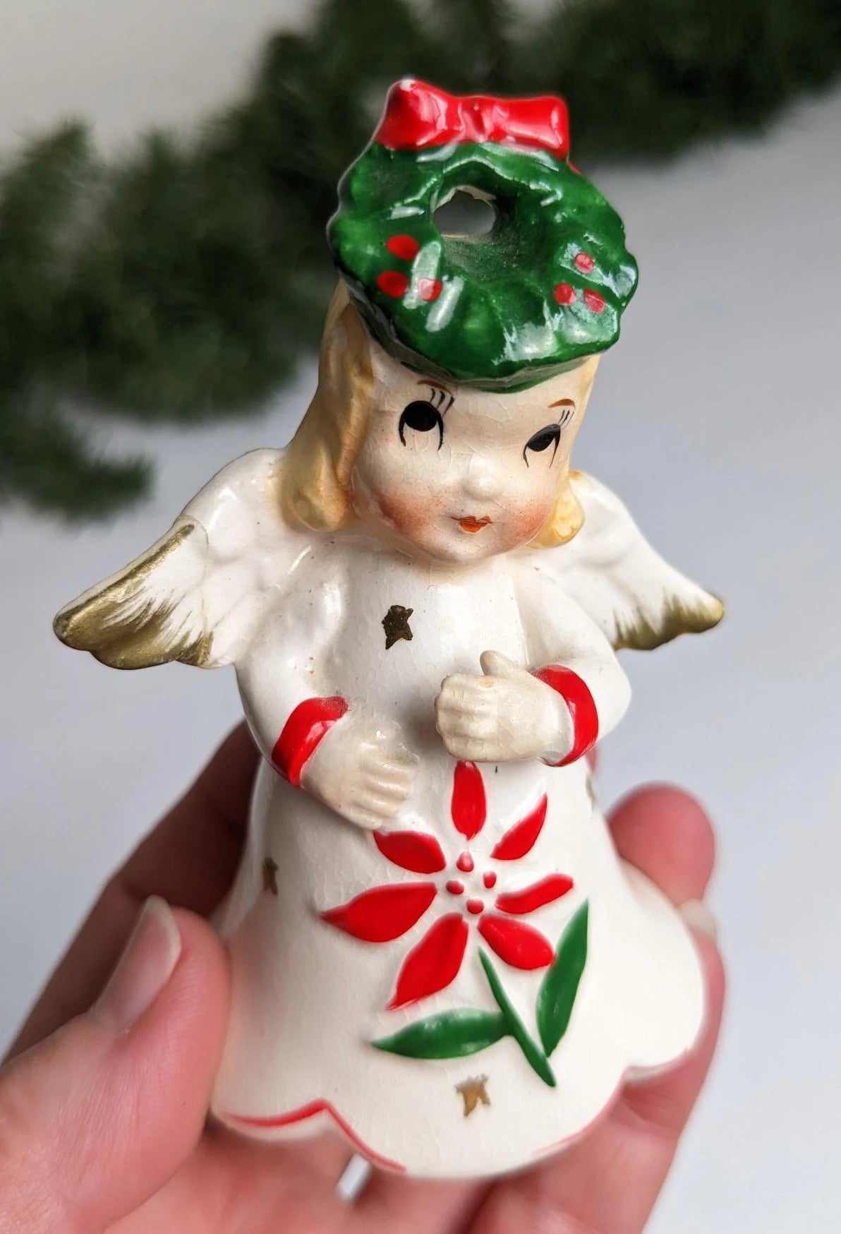 Vintage Christmas Bell Angel Figurines