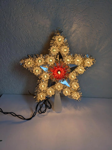 Vintage Light-Up Silver Star Christmas Tree Topper