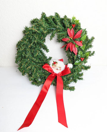 Vintage Santa Claus Christmas Wreath, Hand Made Annalee