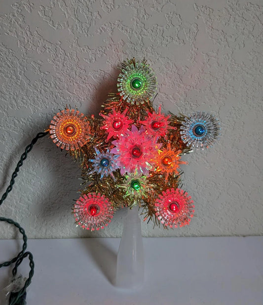 Vintage Light-Up Gold Star Christmas Tree Topper