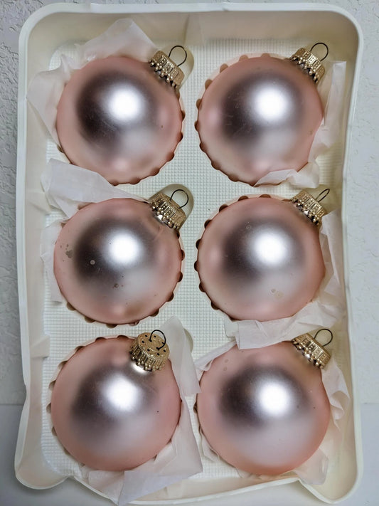 Vintage Krebs Soft Pink Christmas Ornaments