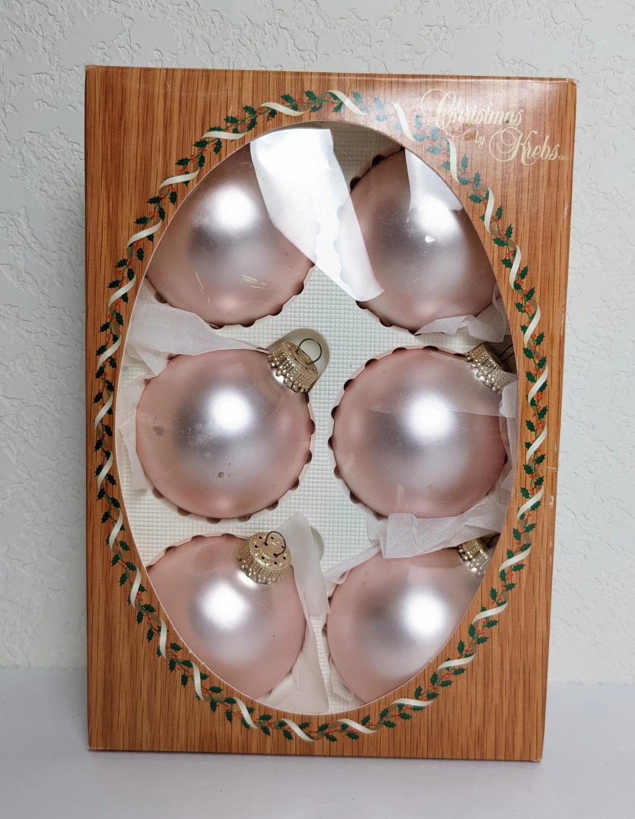 Vintage Krebs Soft Pink Christmas Ornaments