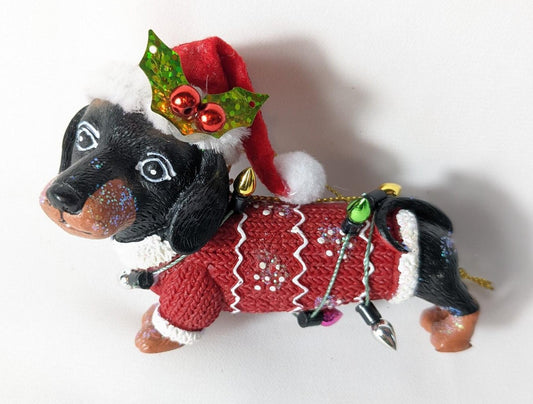 Dachshund in Sweater Christmas Ornament